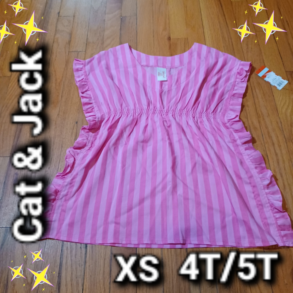 Cat & Jack Pink Striped Cover-Up Dress.  XS 4T/5T